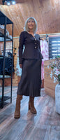 Gretchen Jewel Button Cardigan – Chocolate