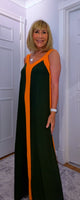 Helena Sleeveless  Maxi Dress – Magenta - Green - Ecru