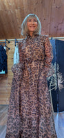 Leonie Leopard Print Sheer Dress – Lined with Sequins & Tie Belt