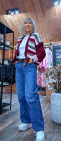Abby Chunky Stripe Cardigan – Chocolate, Ecru or Burgundy