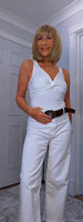 Bess Bodysuit – White Twist Bust Fitted Bodysuit (Non Returnable)