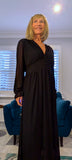 Charity Statement Dress –Slight  Plunge Front with Chunky Waist & Frill Cuffs
