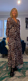 Gaynor Leopard Print Pleated Maxi Dress – Chiffon Feel with V-Neck
