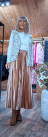 Rula Pleated Midi Skirt – Silky Feel with Chunky Waistband