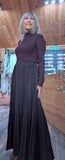 Haley Sweater Dress – High Neck with Pleated Maxi Skirt in Coffee Colour