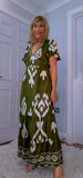 Nettie Boho Maxi Dress – Green or Blue, Flutter Sleeves, Elasticated Waist