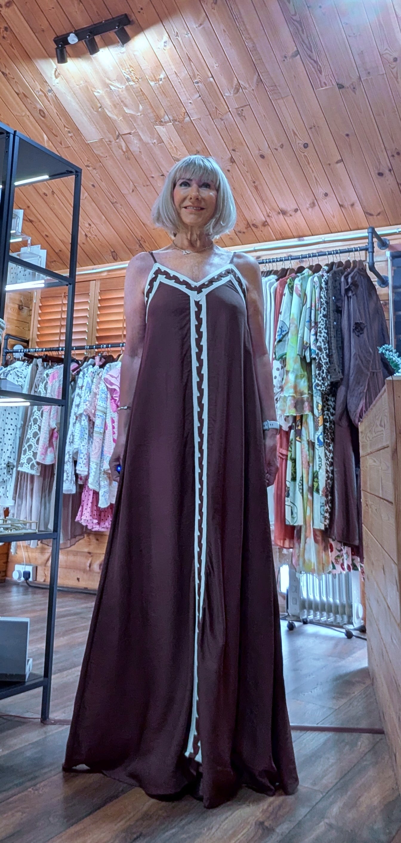 Anastasia floaty rayon dress styled in boutique
