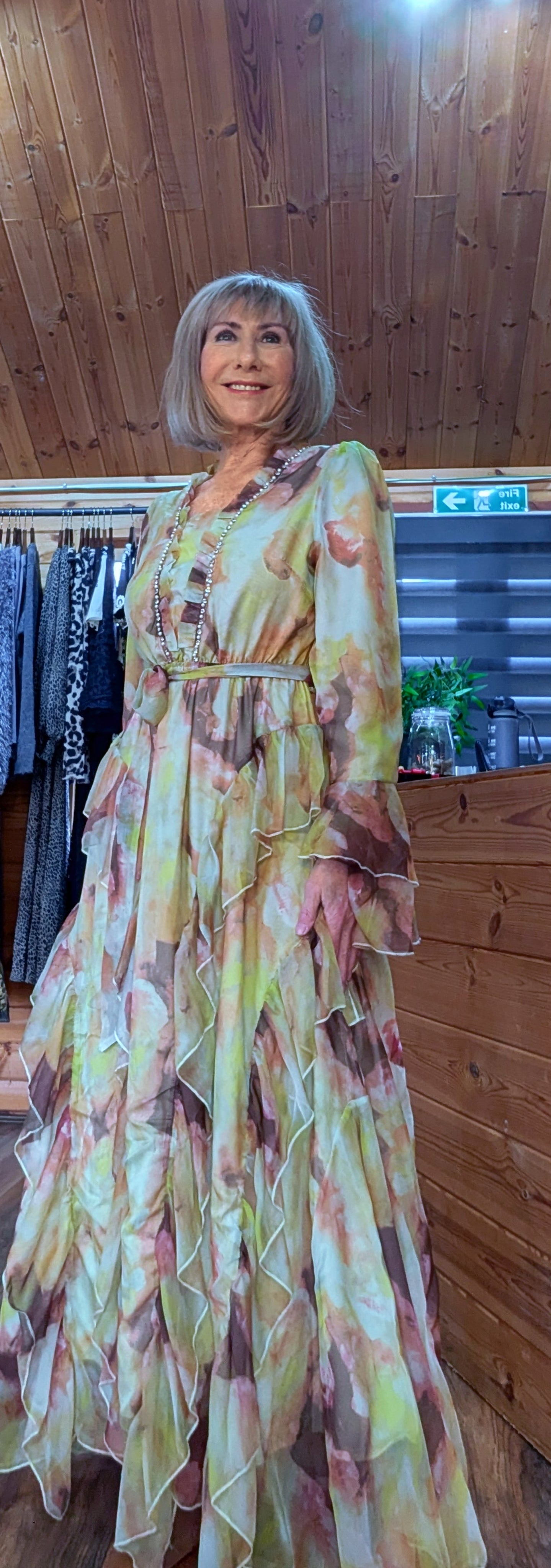 Edith Statement Green Ruffle Frill Dress- Feminine - Romantic