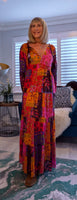 Sheridan Printed Maxi Dress – Embroidered, Tiered, Long Sleeve