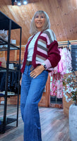 Abby Chunky Stripe Cardigan – Chocolate, Ecru or Burgundy