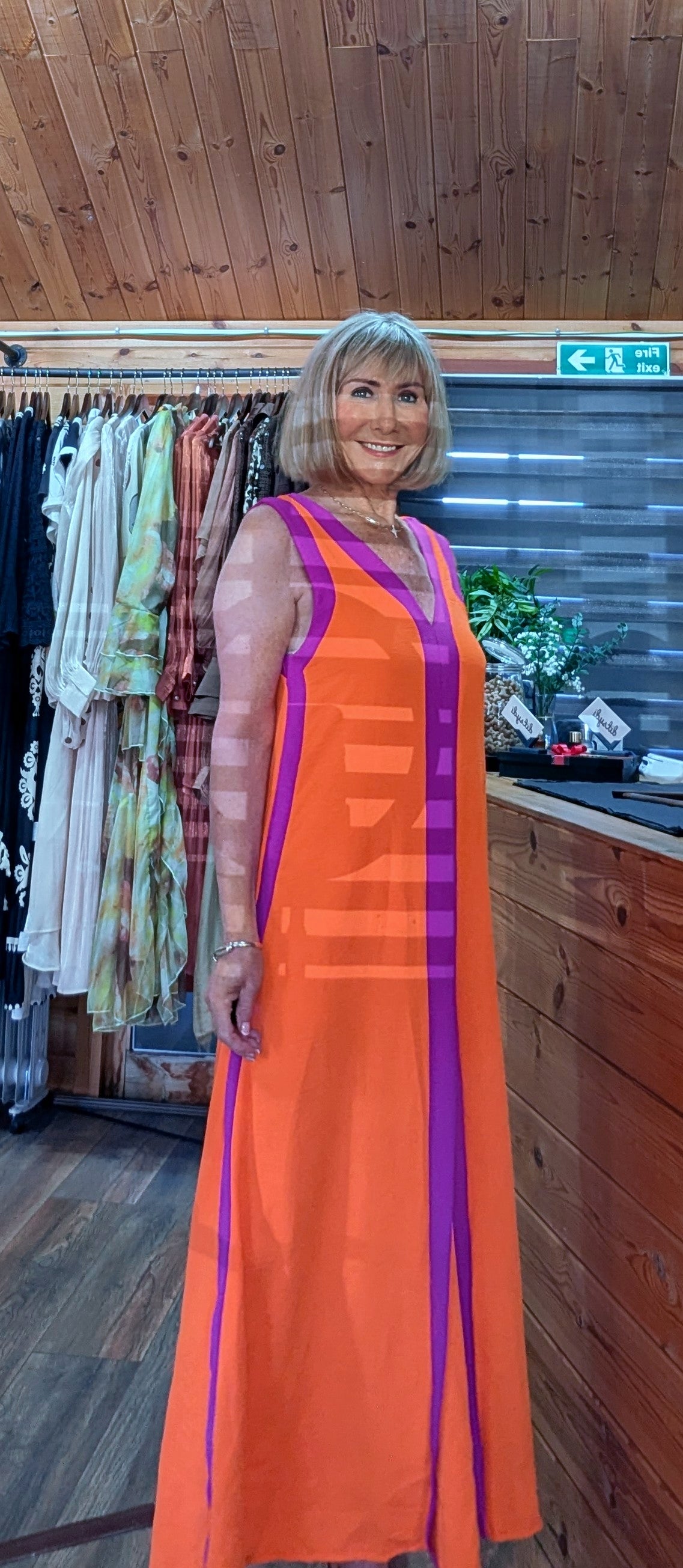 Lenna Sleeveless Maxi Dress – Orange and Purple