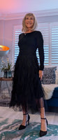Anastasia Black Tulle Dress - Waterfall Skirt & Scoop Neck Sweater Top