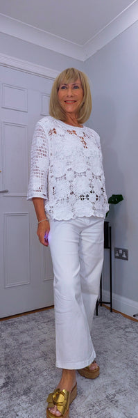 Tara Crocheted Floral Top – 100% Cotton Boho  Layer