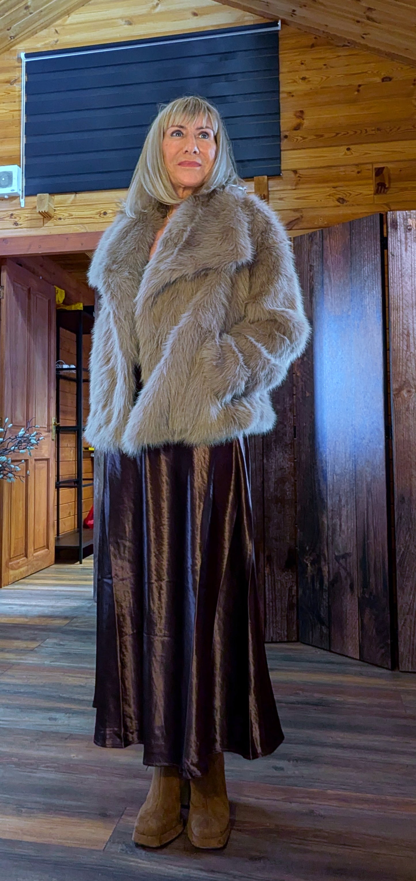 Guinevere Faux Fur Jacket – Double Breasted in Chocolate, Taupe or Ivory