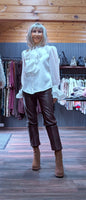 Noori Ivory Blouse – Ruffle Front with Pearl & Diamanté Detail
