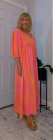 Roma Boho Cotton Dress – Vivid Summer Colours & Puff Sleeves
