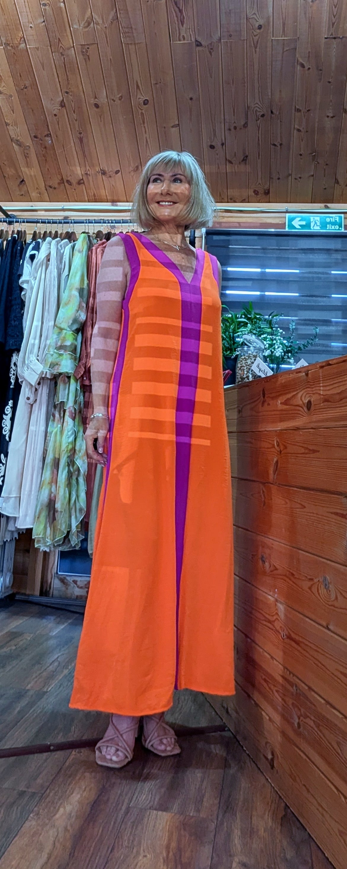 Lenna Sleeveless Maxi Dress – Orange and Purple