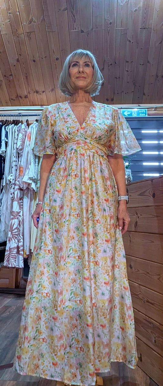 Etta Floral Dress in yellow floral print