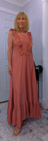 Coral Sundress – Frill Tiered Summer Dress - Coral-Salmon Pink