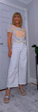 River Crochet Cardigan Cotton Knit with Embroidered Puff Sleeves