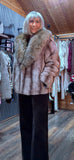 Charlotte Faux Fur Jacket – Taupe with Sleeves & Clasp Buttons