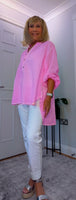Hilary Cotton Blouse – Vivid Pink Oversized