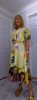 Aoife Midi Dress – Lemon Shirt Dress with Elephant & Bold Floral Print