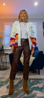 Lulu Chunky Cardigan with Balloon Sleeves & Bobble Detailing – Off White