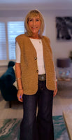 Suzy Bouclé Sleeveless Cardigan – Cream or Soft Camel