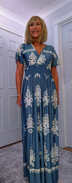 Elissa Dress-Soft Jersey - Bold Print Dress With Shirred Waist (Sizes 8-18)