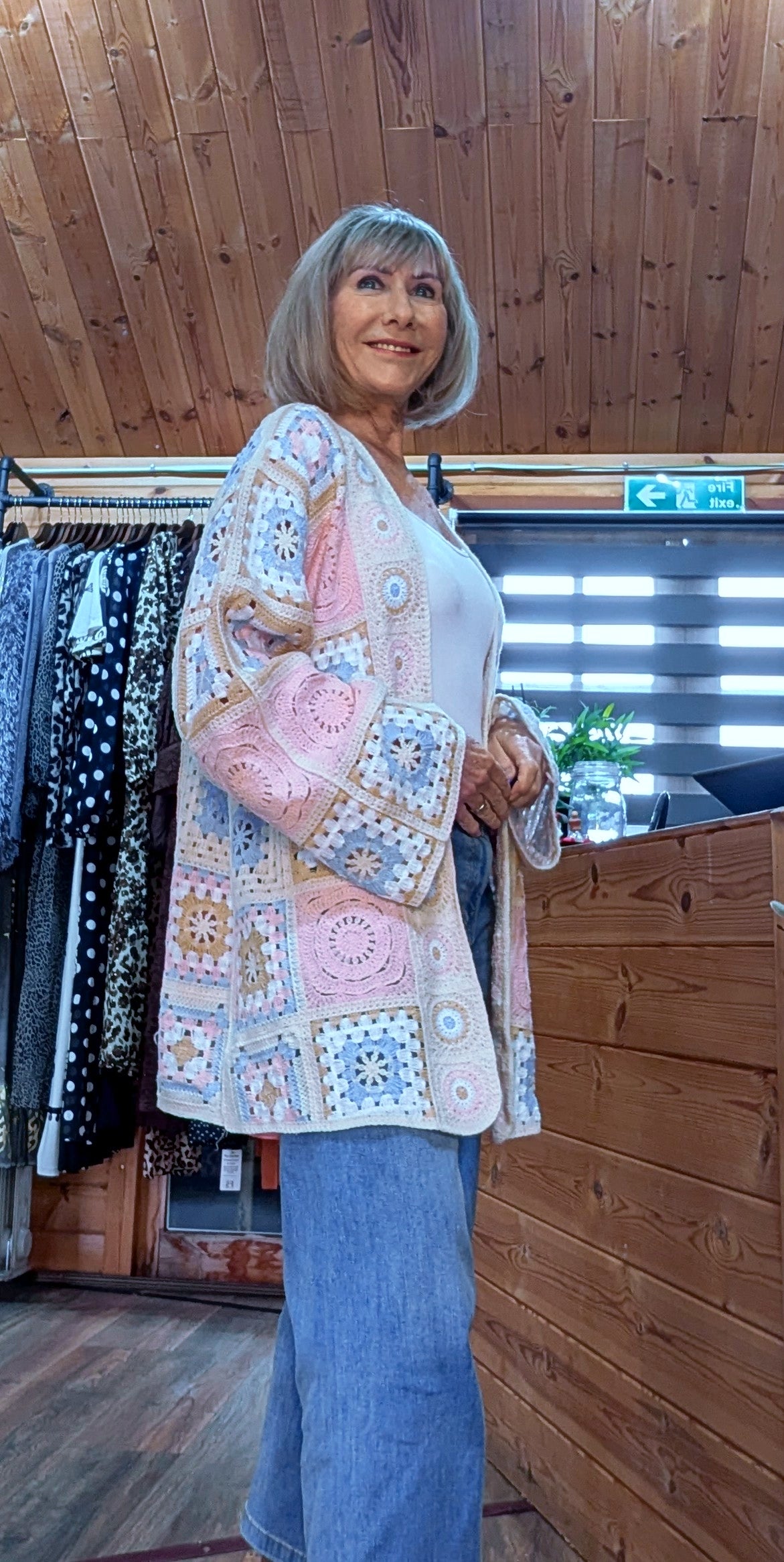 Gigi Crochet Cardigan – Over-sized - Pink, Blue and  Beige