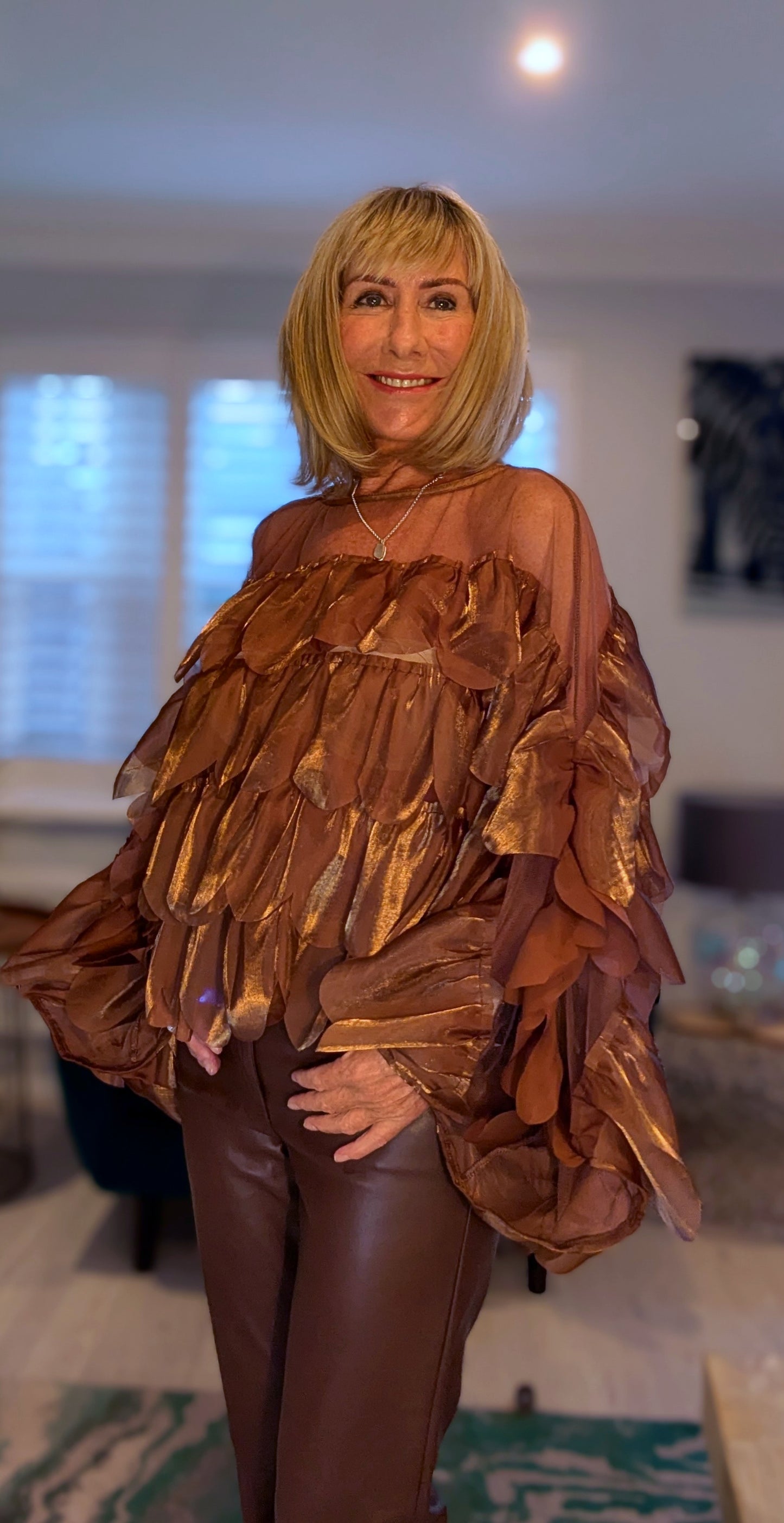 Delta Blouse – Statement  Ruffles in Bronze or Ivory Autumn Elegance