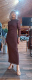 Monica Long Sleeves Mesh Midi Dress In Chocolate