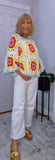 Parker – ’70s Style Sweater with Multicolour Crochet Detail
