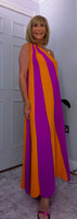 Tate Dress – Magenta & Orange Asymmetric Maxi Dress