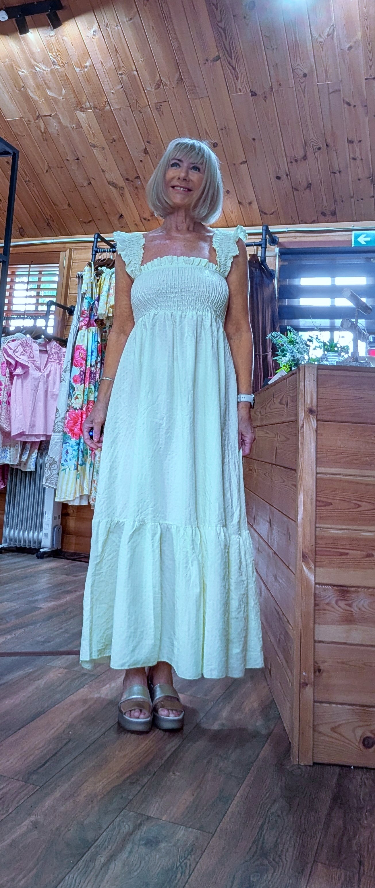 Yellow strappy sundress for holidays and sunny days worn by ditsydi