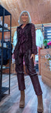 Vixen Chocolate Lace Blouse – Satin Ruffle Detail & Flared Sleeves