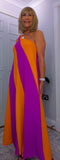 Tate Dress – Magenta & Orange Asymmetric Maxi Dress