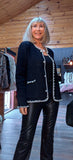 Melissa Black Pearl Trim Jacket – Sequin Detail & Chunky Buttons