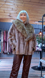 Charlotte Faux Fur Jacket – Taupe with Sleeves & Clasp Buttons