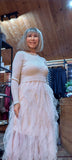 Storm Tulle Dress  with Waterfall Tutu Skirt in Taupe Long sleeves