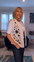 Valerie Sleeveless Embroidered Cardigan – Cream