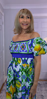 Blossom Bold Print Shirred Dresses