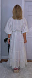 Darwin White Bohemian Dress with Floral Embroidery
