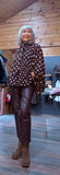 Phoebe Brown & White Polka Dot Blouse – Tie Neck & Balloon Sleeves