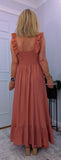 Coral Sundress – Frill Tiered Summer Dress - Coral-Salmon Pink
