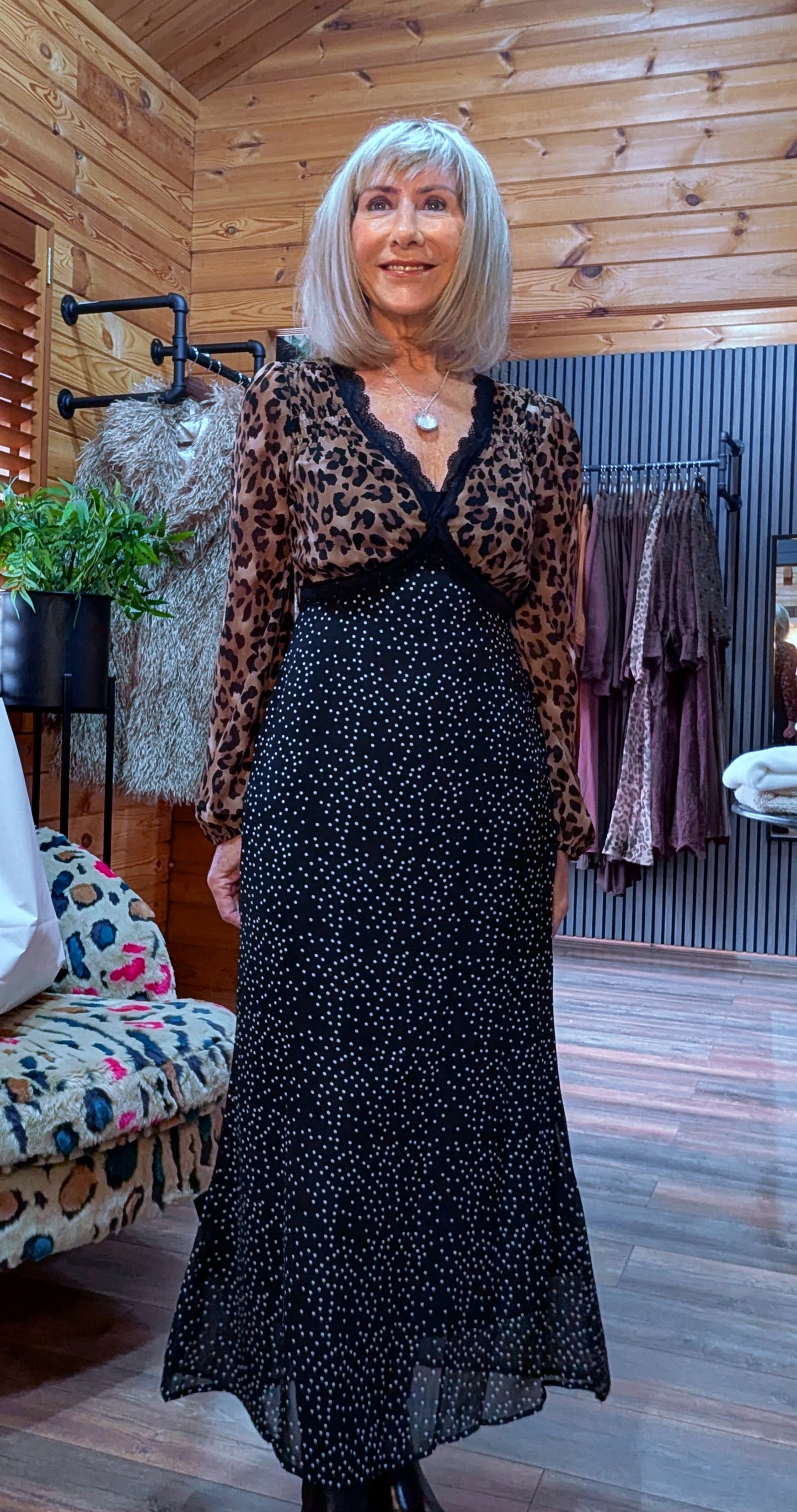 Ivanna Statement Midi Dress – Leopard Print - Polka Dot