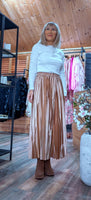 Rula Pleated Midi Skirt – Silky Feel with Chunky Waistband