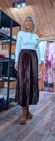 Rula Pleated Midi Skirt – Silky Feel with Chunky Waistband