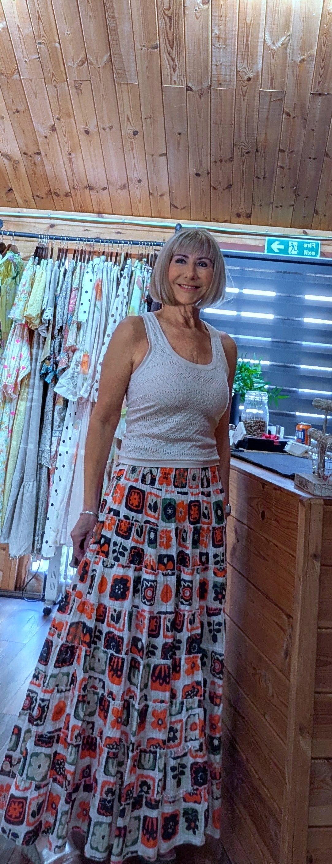 Layla high waist smocked cotton skirt